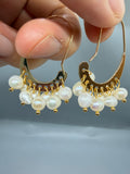 Freshwater Pearl Hoop Earrings with Gold-Tone Fringe