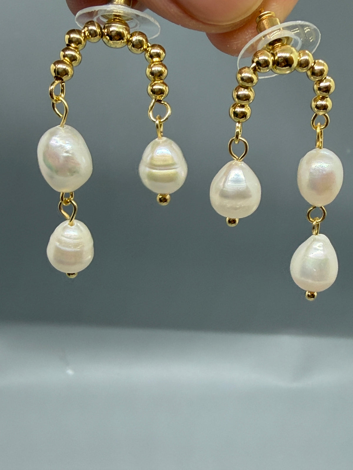 Freshwater Pearl Drop Earrings, Elegant Gold Dangle Earrings, Classic Pearl Jewelry Gift for Women