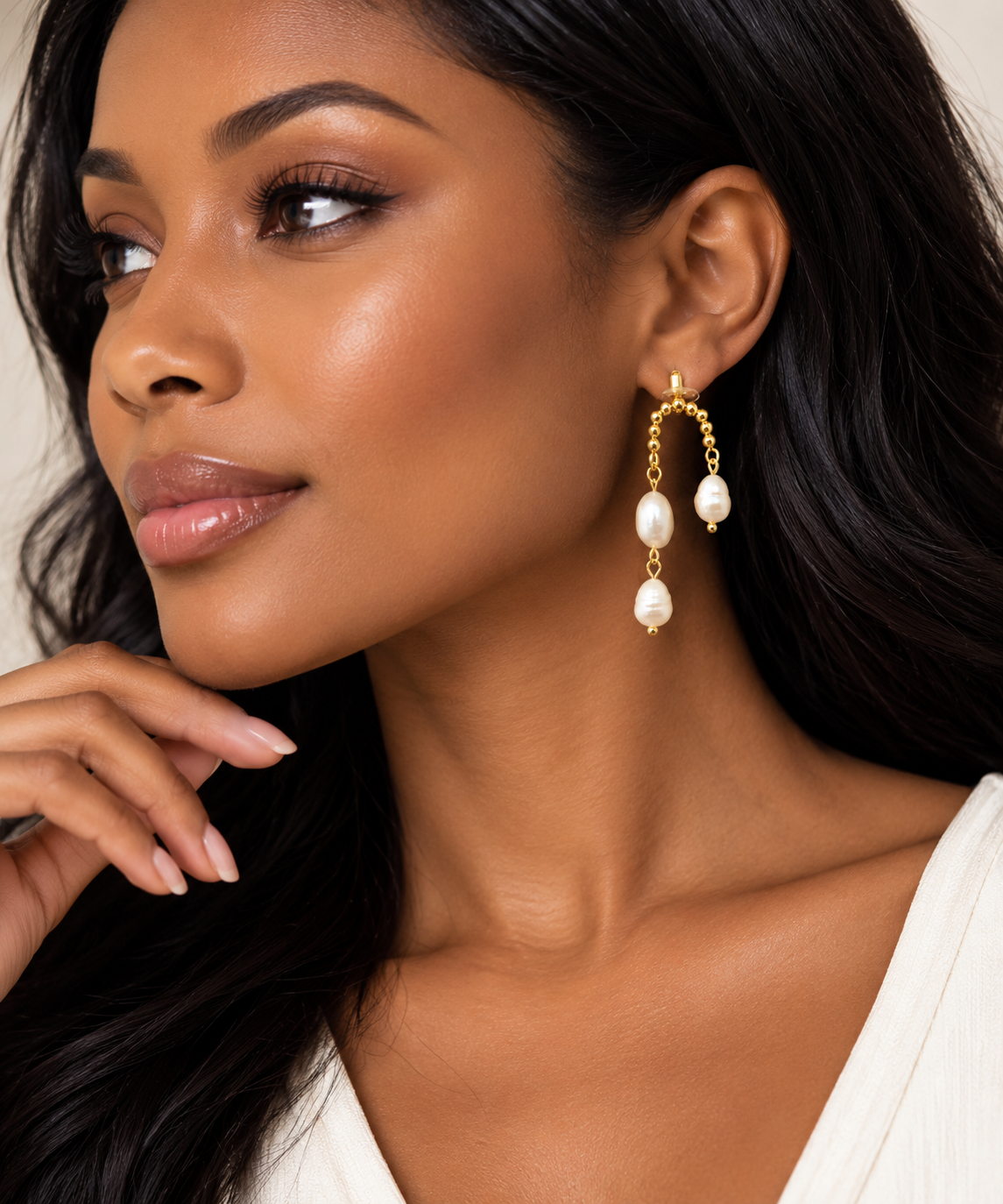 Freshwater Pearl Drop Earrings – Elegant Gold Pearl Dangle Earrings