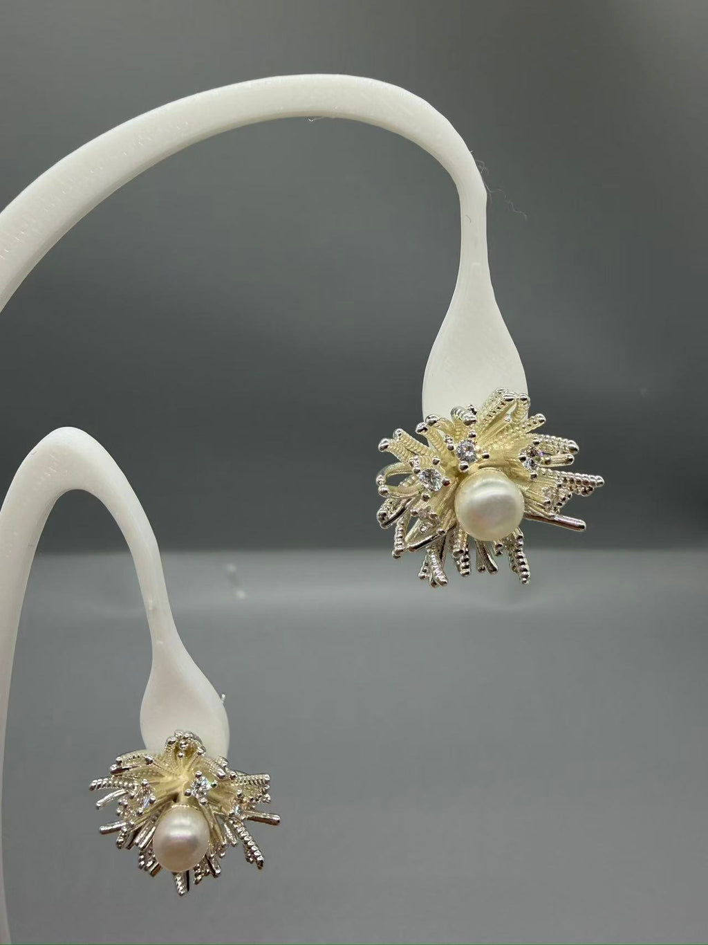 Freshwater Pearl Flower Jewelry Set Elegant Floral Necklace & Earrings Set gift for her holiday gift