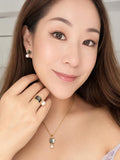 Minimalist Pearl Jewelry Set, Modern Shell Earrings & Necklace, Gold Statement Jewelry