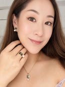 Minimalist Freshwater Pearl Jewelry Set, Modern Shell Necklace and Earrings, Dainty Gold Gift for Her