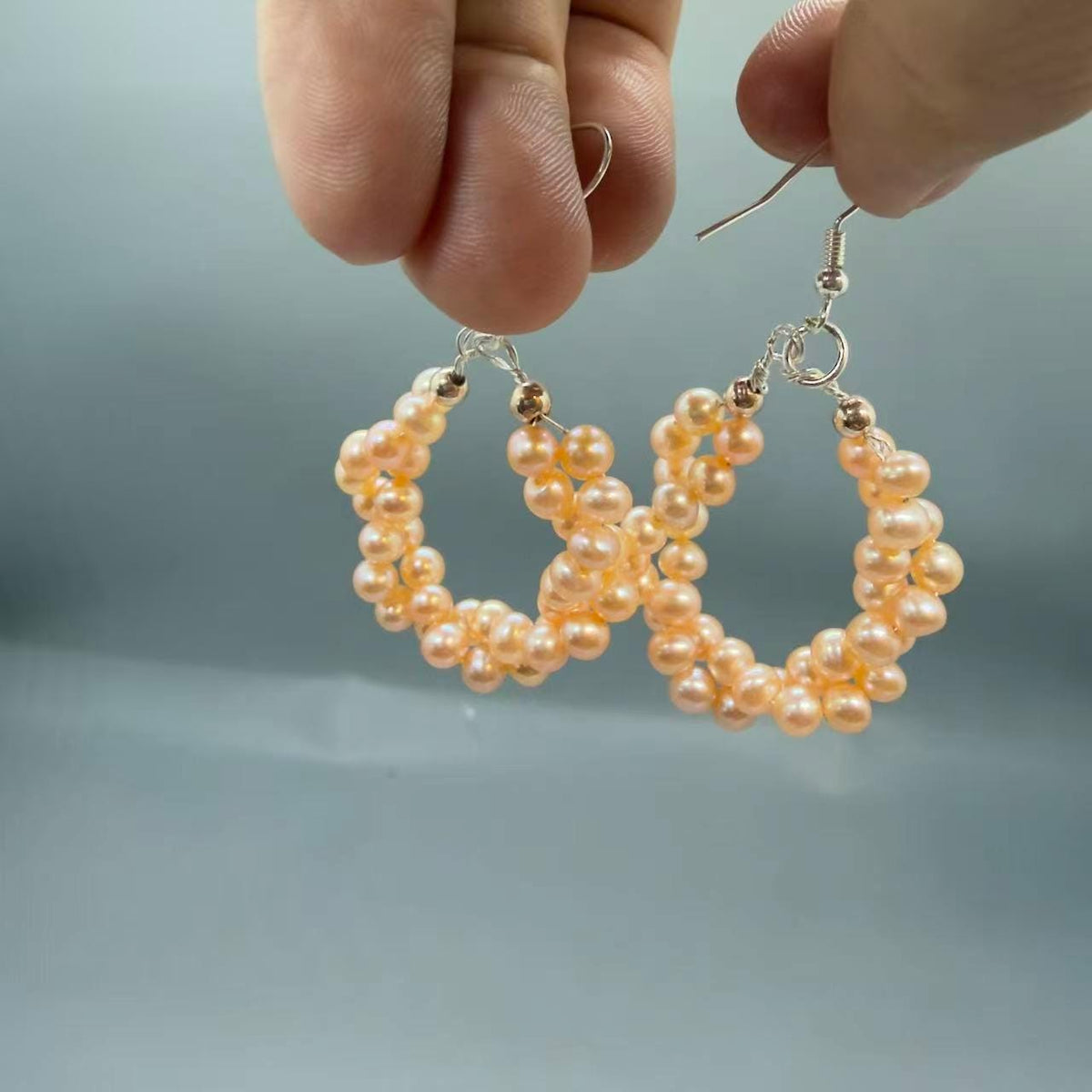Freshwater Pearl Hoop Earrings, Gold Beaded Statement Hoops, Elegant Bridal Wedding Jewelry for Her