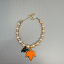 Autumn Maple Leaf Pearl Jewelry Set, Fall Bracelet and Dangle Earrings, Nature Inspired Gift for Her