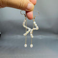 Long Freshwater Pearl Drop Earrings, Asymmetrical Gold Dangle Earrings, Elegant Statement Jewelry