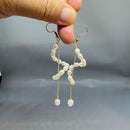 Long Freshwater Pearl Drop Earrings, Asymmetrical Gold Dangle Earrings, Elegant Statement Jewelry Gift