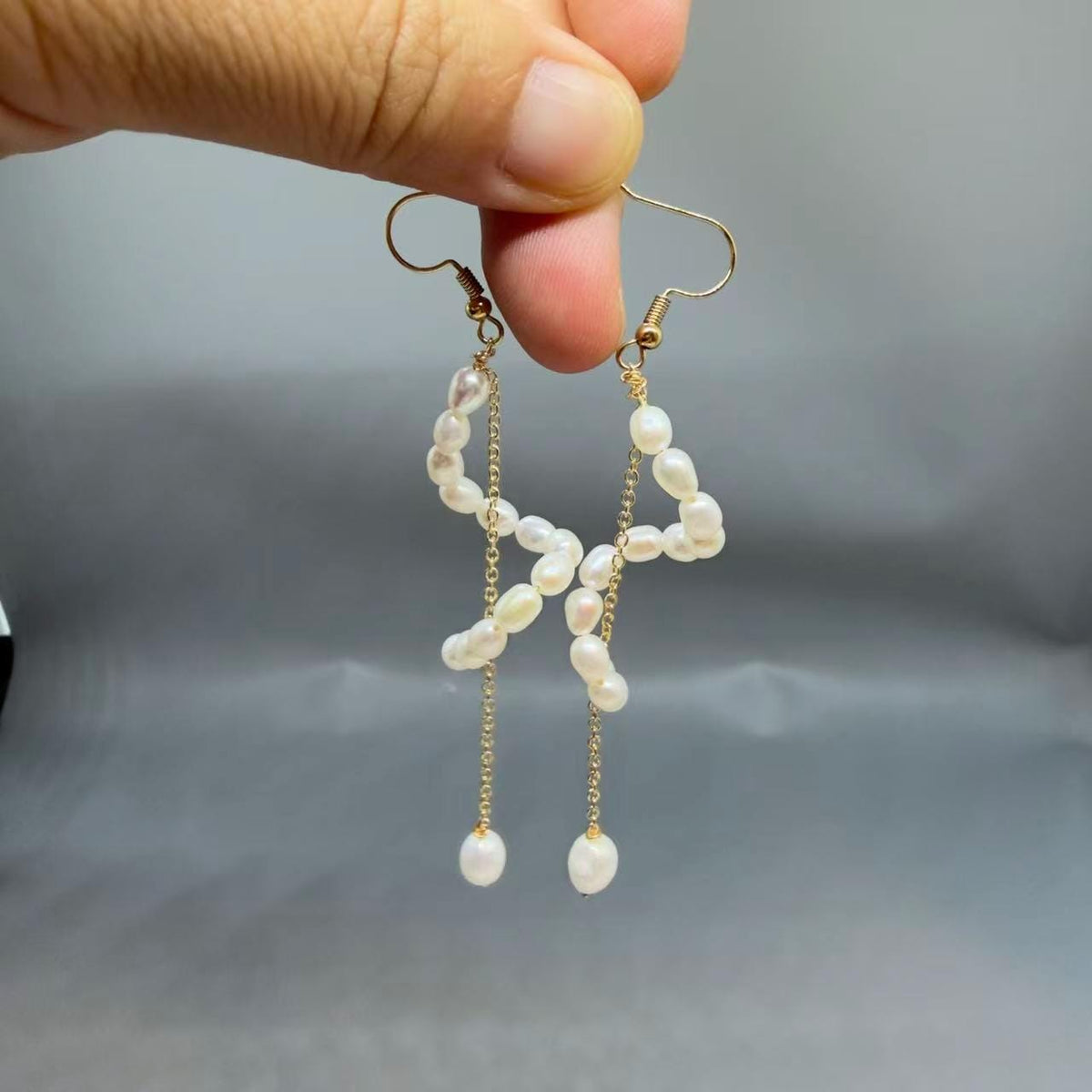 Long Freshwater Pearl Drop Earrings, Asymmetrical Gold Dangle Earrings, Elegant Statement Jewelry