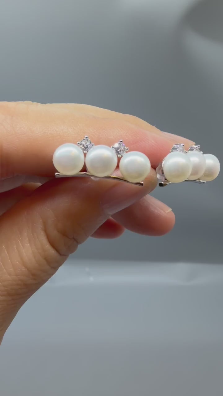 Freshwater Pearl Bean Stud Earrings Elegant Pearl Earrings