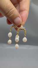 Freshwater Pearl Drop Earrings, Elegant Gold Dangle Earrings, Classic Pearl Jewelry Gift for Women